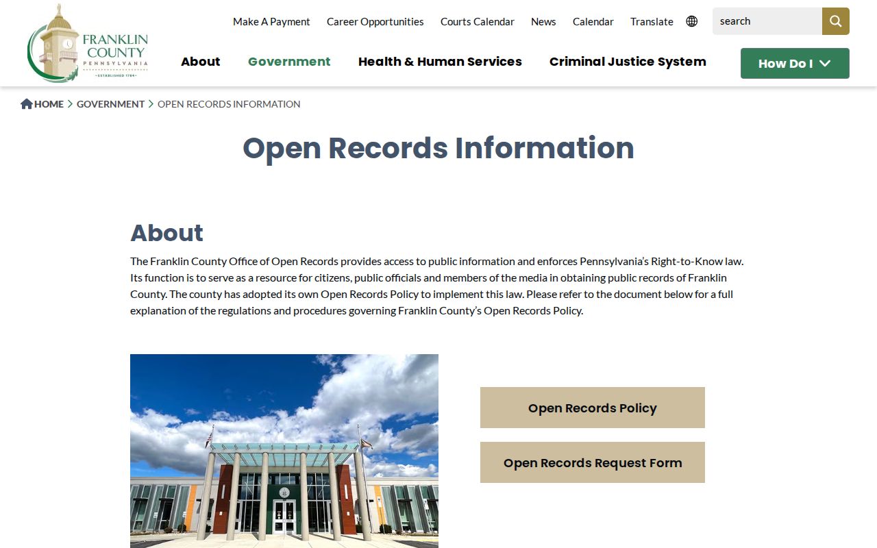Franklin County released inmate records request instructions